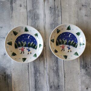 Nikko Winter Wonderland - Deb Mores (set of 2) Pasta or Soup Bowl